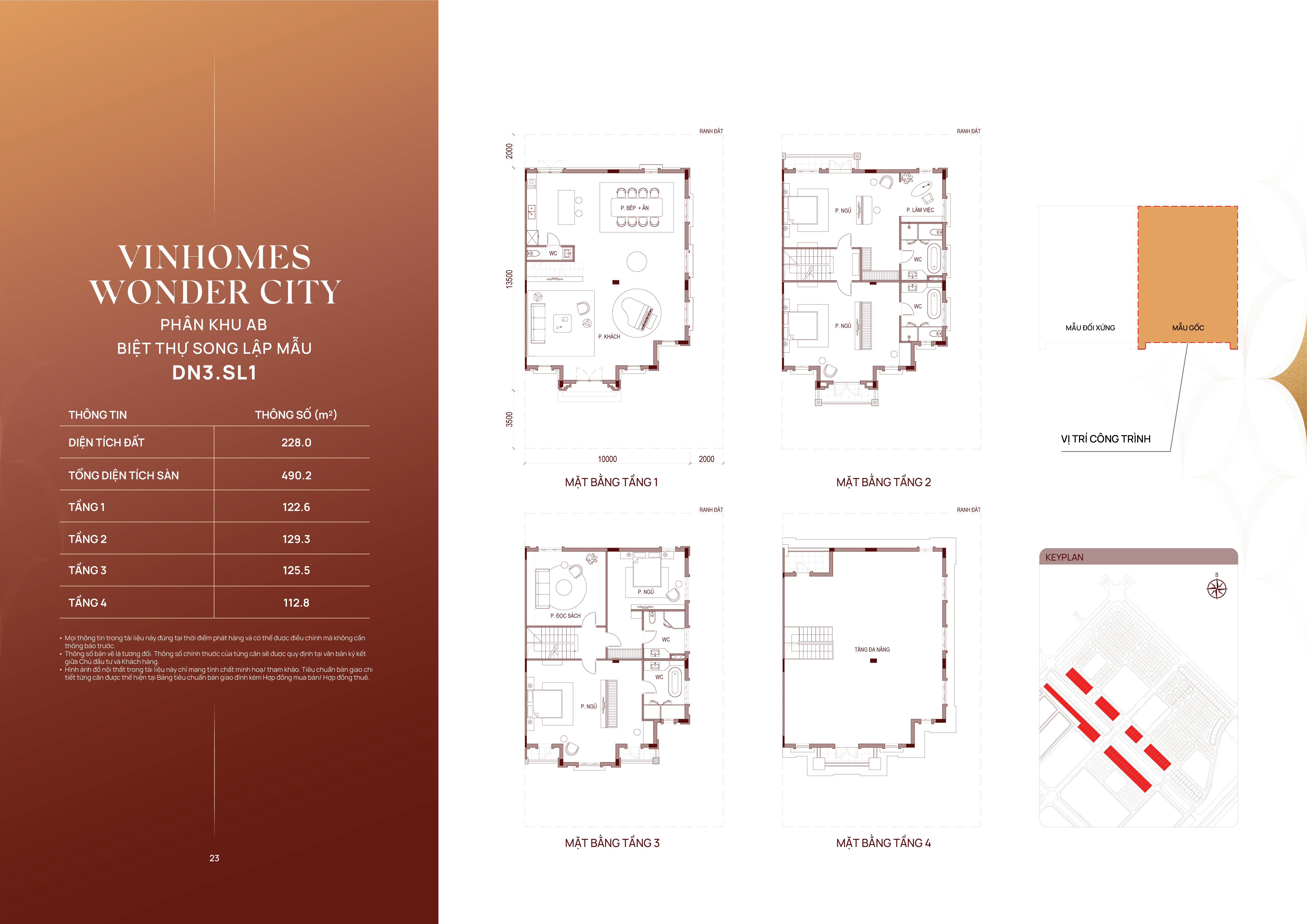 Mặt bằng song lập phân khu AB Mặt bằng song lập phân khu AB