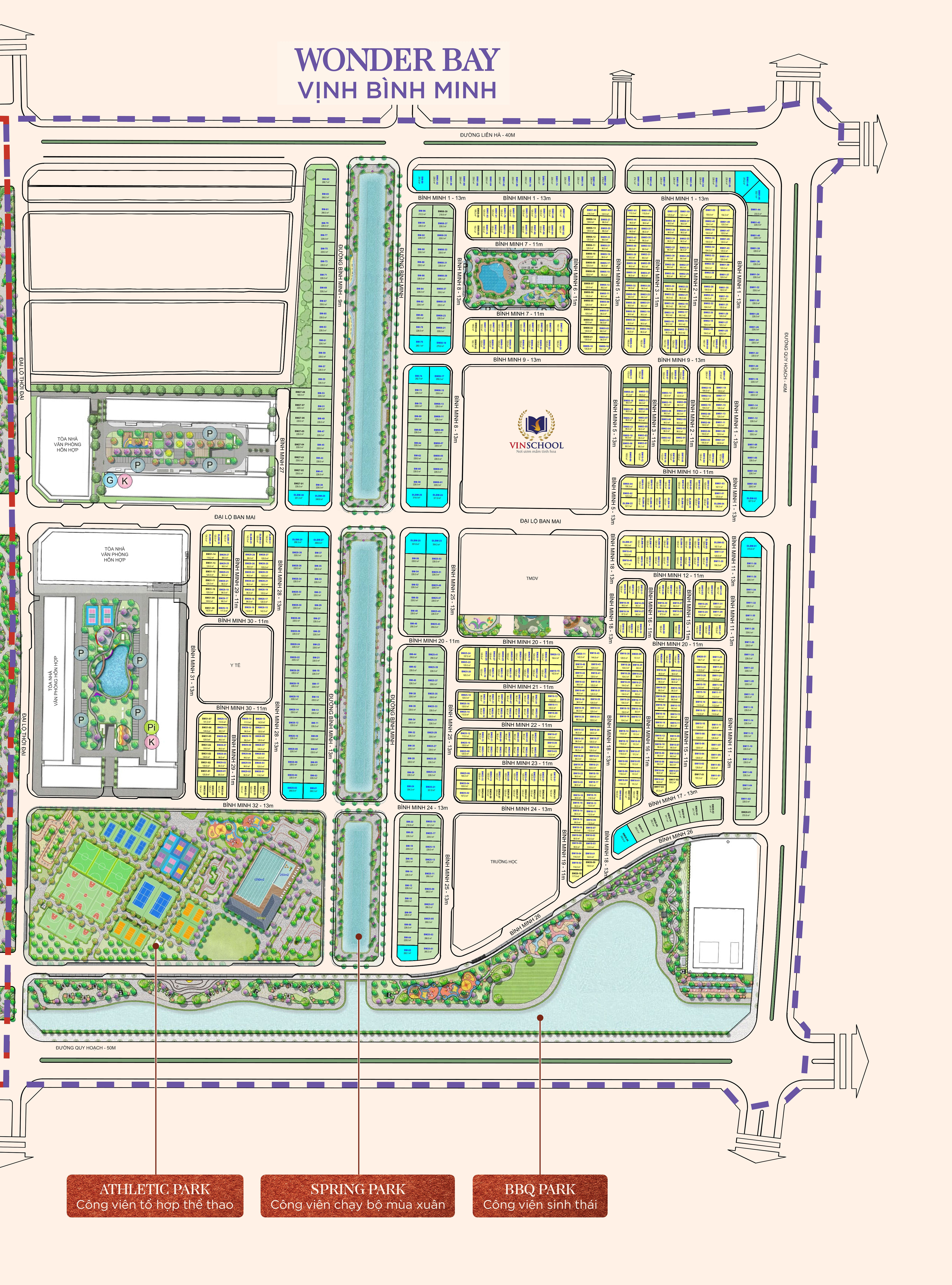 Mặt bằng phân khu Bình Minh Vinhomes Wonder City