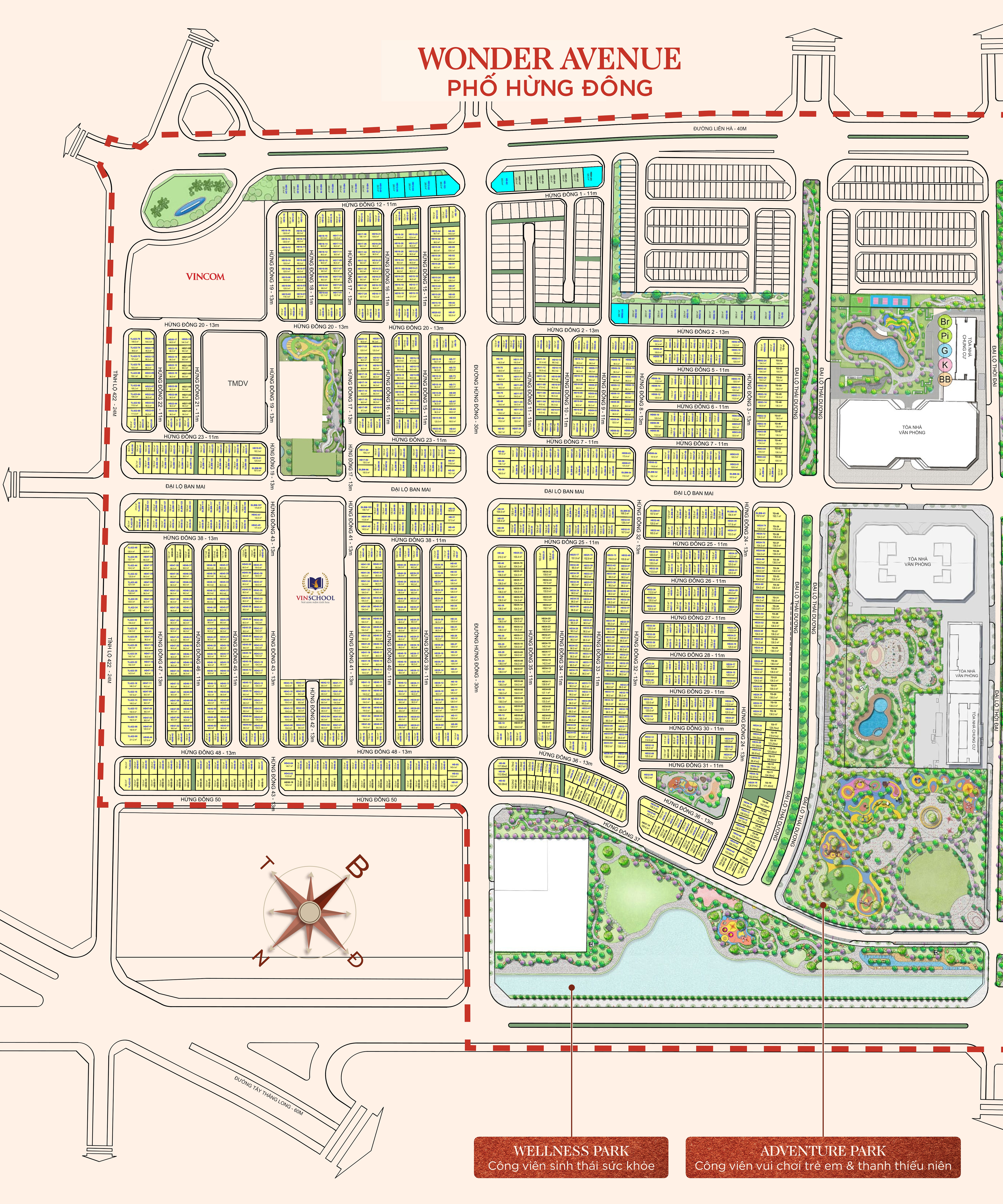 Mặt bằng phân khu Hừng Đông Vinhomes Wonder City